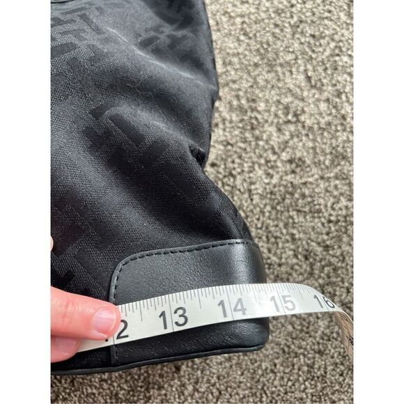 Talbots Womens Black Monogram Leather Canvas Purse Handbag Tote Shoulder Bag - Picture 3 of 8